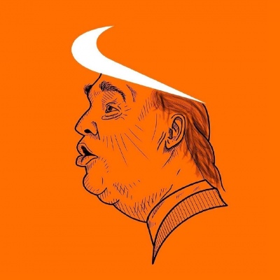 念七 动漫手绘耐克标志橙色系背景