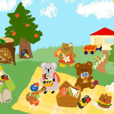 宋知意/ins卡通动物插画背景图  愚人节快乐