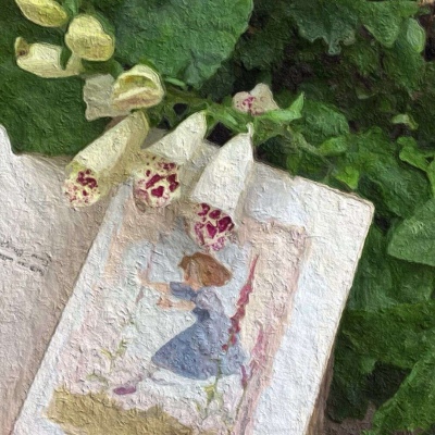 油画风唯美风景花朵微信背景图：生气归生气我还不是喜欢你.