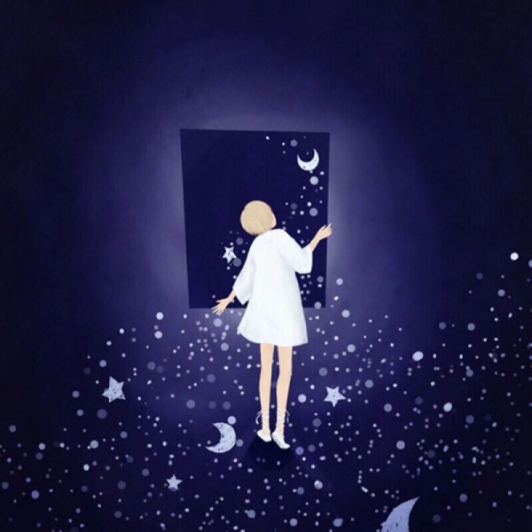 千鹤/唯美梦幻插画/作者：猫啊猫/夜听系