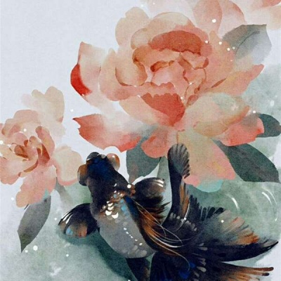 背景图即便是桃李开满韵华，不若你嫣然一笑。