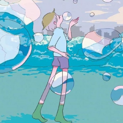 一组唯美清新卡通风景人物插画 插画师：shibahudayo