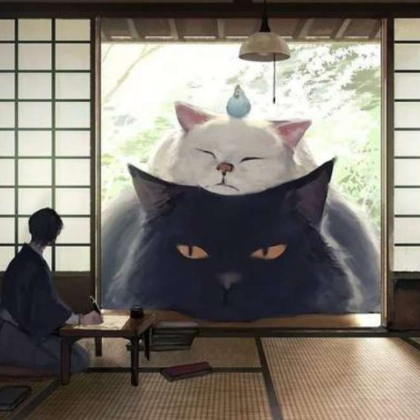 草莓粥：巨型动物系列的治愈系 温暖系插画 唯美风 画师：もの久保