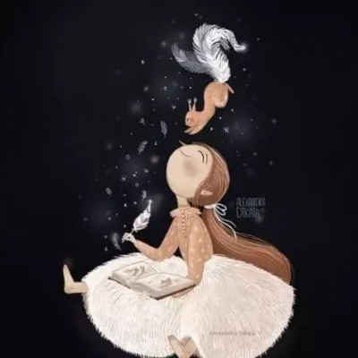 一组唯美暗黑系卡通人物插画