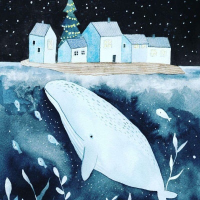 林弦 唯美鲸鱼卡通手绘头像#插画