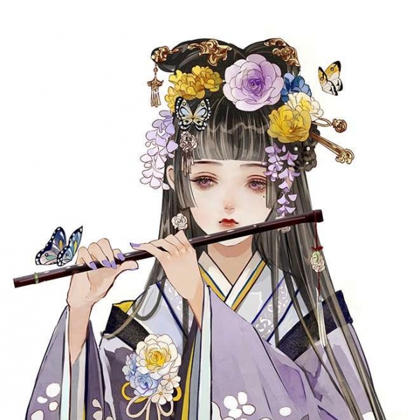 古风漫画微信头像  云想衣裳花想容，春风拂槛露华浓。