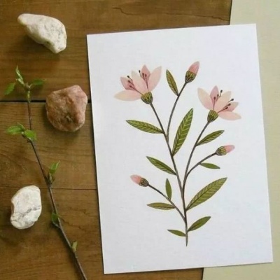 一组唯美卡通花朵插画