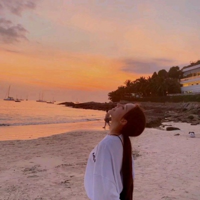 林知晚  唯美意境海边日落女头