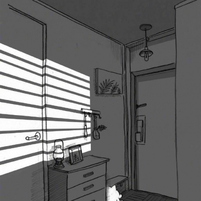 黑白插画/长大这两个字连偏旁都没有，一定很孤独。