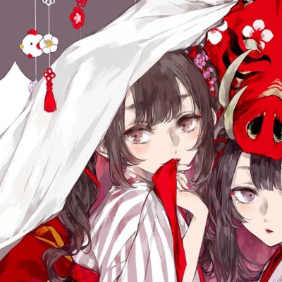 唐崎夜雨 手绘唯美闺蜜头像