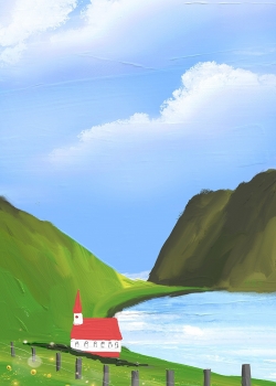 绿色护眼风景油画高清手机壁纸图片