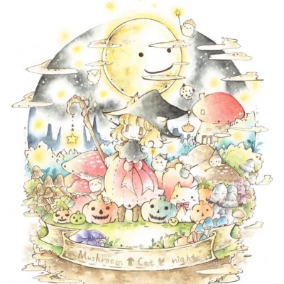 可爱的水彩魔女头像（原图看主页的美图）