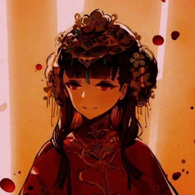 红色系女生头像 古风手绘 图源网络