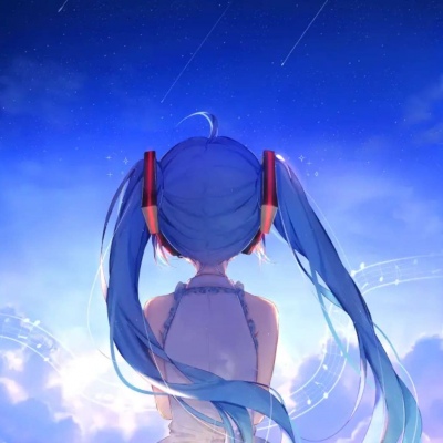 唐崎夜雨 手绘插画自截女头 初音未来