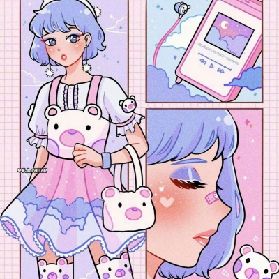 晚街：今日插画：紫色系少女  画师 ?????? ??? ​​​