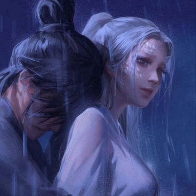 白蛇缘起情侣头像 手绘