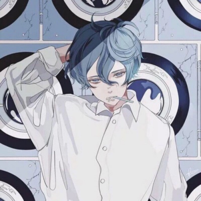 超好看的蓝色动漫手绘男生头像/动漫清新男生头像