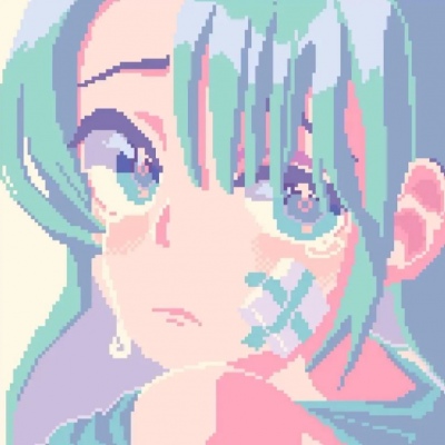 像素风个性二次元女生头像/ 期待夏天橘子汽水一样的心动