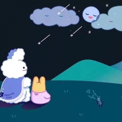 可爱夜空背景图，夜晚，小动物版