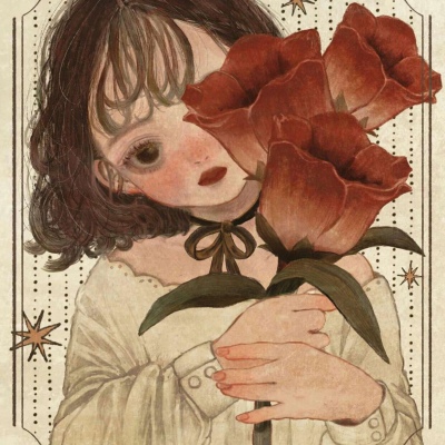 江孑 复古色卡通可爱少女插画 日本插画师 画师不详