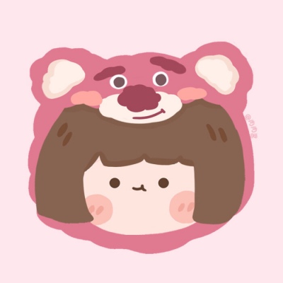 二兽 卡通可爱女生单张团头