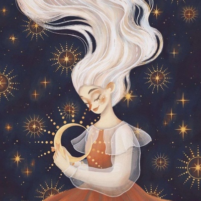 江淮：ins潮图神仙复古风少女插画