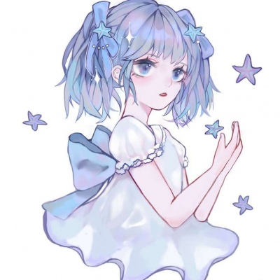 蓝色系少女头像，愿我们在硝烟散尽的世界里重逢，开学快乐