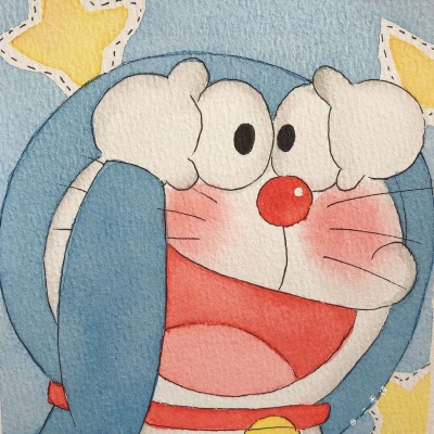 蓝胖子和小丸子 手绘头像