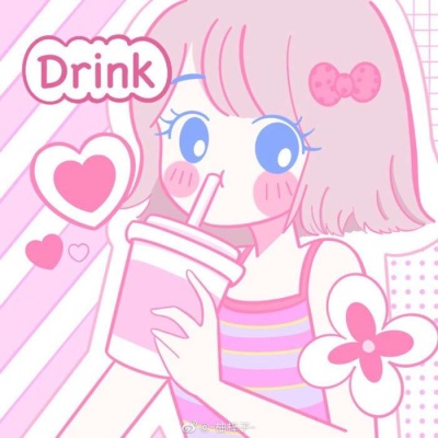 可爱手绘女生团头 可单用